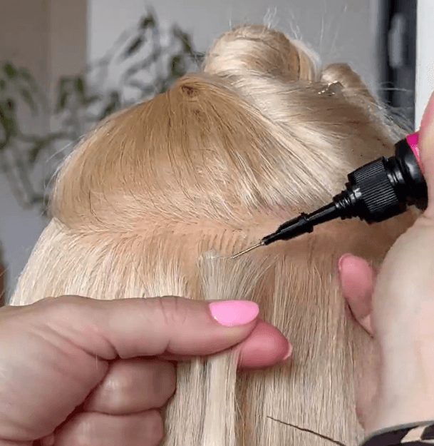 Hair extension training visual with course styling