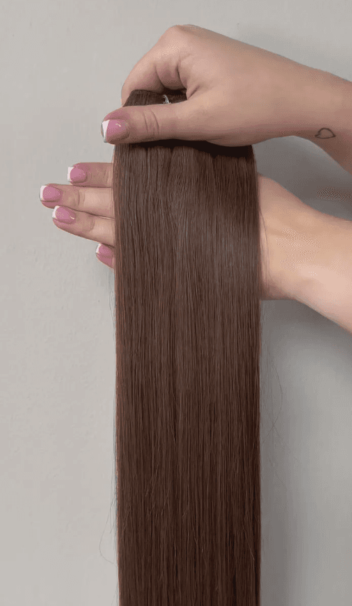 Hair extension training detail with blonde hair